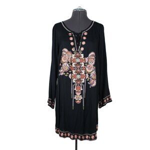 Odd Molly Anthropologie women's‎ floral embroidered long sleeve boho tunic dress